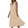 thumbnail image 5 of Snorda Women's Striped Dress Summer Round Neck Sleeveless Striped Solid Color Casual Dress Flowy Sundress Ideal for Daily Wear Beach Vacation & Party, 5 of 7