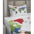 thumbnail image 2 of Ambesonne World Map Fitted & Top Sheet Set with Sham, Colorful Political, Multicolor, 2 of 4