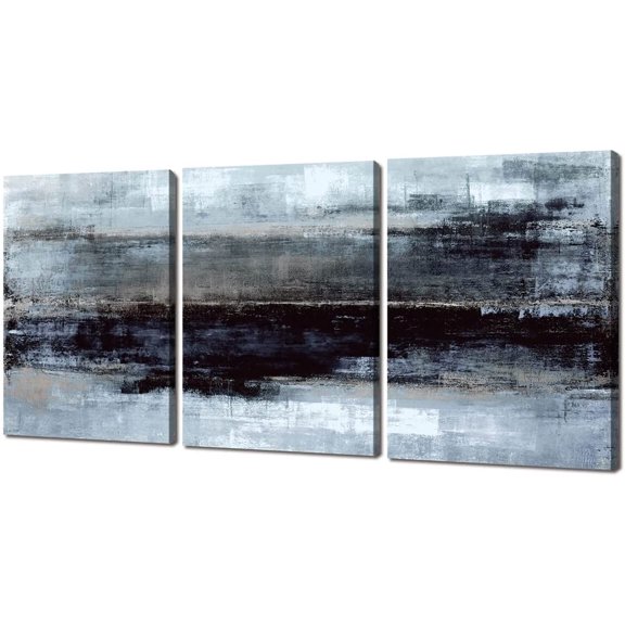 Abstract Wall Art Blue Wall Decor Wall Pictures for Living Room Decor - 3 Panels Canvas Wall Art Framed Artwork for Home Walls Paintings Pictures for Bedroom Office Bathroom Wall Decor 12x16inx3pcs
