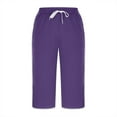 thumbnail image 4 of Xixinqiwan Plus Size Capris for Women,Womens Summer Plus Size Capri Pants Comfy Drawstring Wide Leg Sweat Pants Lounge Soft Pj Bottoms, 4 of 8