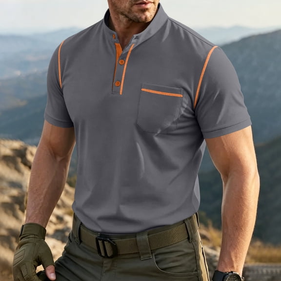 ASDFVBKG Mens Polo Shirts Short Sleeve Quick Dry Athletic Casual Designed Print Collared Golf Polo T-Shirt Gray 3XL