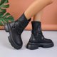 thumbnail image 4 of NECHOLOGY Botas Mujer Adulto Femenino Zapatos Botines mujer Botas de fondo grueso con cremallera decorativa y hebilla de cinturón de cuero sólido a la moda para mujer (Black, 8), 4 of 5
