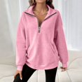 thumbnail image 7 of Women's Quarter Zip Sweatshirt Fall Casual Pullover Top with Kangaroo Pocket Relaxed Stand Collar Sweatshirts, 3XL, 7 of 7