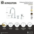 thumbnail image 5 of Kingston Brass KS2791AXBS Governor Double-Handle 4-Hole Widespread Kitchen Faucet with Brass Sprayer in Polished Chrome, 5 of 6