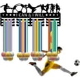 thumbnail image 7 of Football Medal Hanger Display Soccer Medal Holder Rack Sports Metal Hanging Iron Wall Mount Frame Decor Medal Hangers for Runner Marathon Medalist Black 15.7 x 6Inch-I CAN and I Will, 7 of 7
