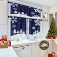 thumbnail image 5 of Christmas Blue Vintage Retro Kitchen Curtains Window Curtains and Valances Set 36 Inch, Snow Snowflakes Winter Xmas Tree Short Tier Curtain for Kitchen, Christmas Small Kitchen Decor, 5 of 6
