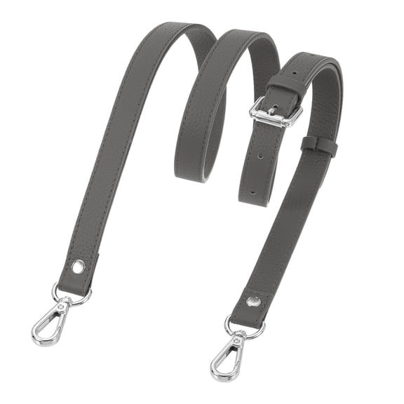 Uxcell 0.7" Genuine Leather Purse Strap for Bag (Dark Gray, Silver Buckle)