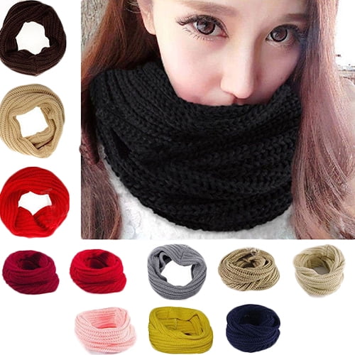 Infinity Scarf Womens Winter Warm 2 Circle Cable Knit Cowl Neck Long Scarf Shawl 
