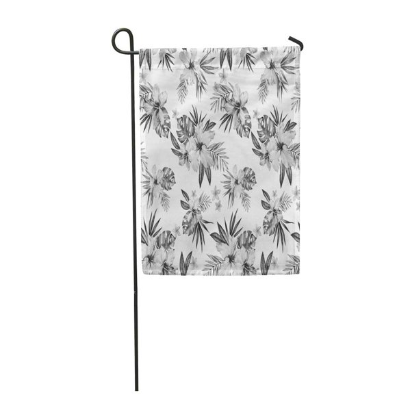 NUDECOR Classic Elegant Monochrome Tropical Retro Feminine Spacious Bouquets Hibiscus Garden Flag Decorative Flag House Banner 28x40 inch