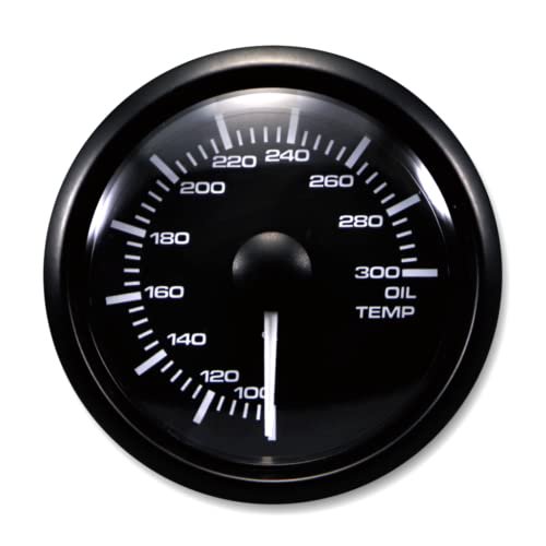 MOTOR METER RACING MGS Series 52mm 2-1/16" Electrical Oil Temperature Gauge 100~300 °F Black Dial White & Amber LED Backlit Waterproof