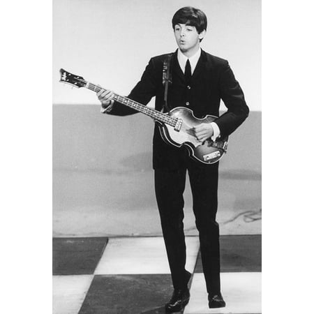 Paul McCartney The Beatles early 1960's in black suit playing guitar 24X36