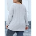 thumbnail image 4 of SUNSIOM Women's Plus Size Knitted Pullover Tops Ribbed Long Sleeve Wrap V-Neck Jumper Fall Winter Tops, 4 of 6