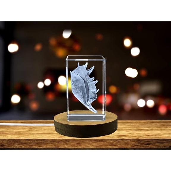 Stunning Conch Seashell Engraved Crystal Sculpture - Unique Nautical Decor Gift
