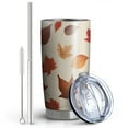 thumbnail image 2 of 20oz Tumblers Autumn Fall Leaves Pattern Stainless Steel Vacuum Insulated Double Wall Travel Tumbler Cups Mug with Lid and Straw,Cleaning Brush for Cold & Hot Drinks, 2 of 7