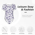 thumbnail image 6 of Uemuo Lavender Flowers Pattern Women's One Piece Short Sleeve Swimsuit Rash Guard Surfing Modest Quick-drying Swimsuit Beach Essentials-, 6 of 9