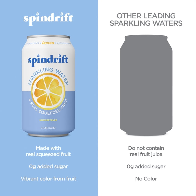 Spindrift Lemon Sparkling Water, 12 fl oz Cans, 8 Pack photo 4