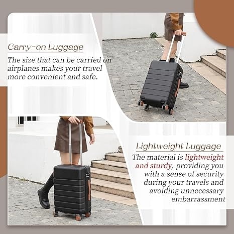 Carry on Luggage Suitcase, 22x14x9 Airline Approved 20 Inch Hardside Carry-on Luggage with Spinner Wheels, Hard Shell Luggage with TSA Lock, Hard Case Small Travel Suitcase  20-Inch