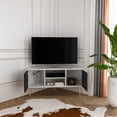 thumbnail image 3 of Lesson 47" Wide Corner TV Stand White & Black Marble Pattern, 3 of 7