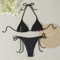 thumbnail image 5 of Womens Swimsuits 2 Piece Bikini Set Floral Print Halter Neck Backless Beachwear Black Womens Bathing Suits L, 5 of 6