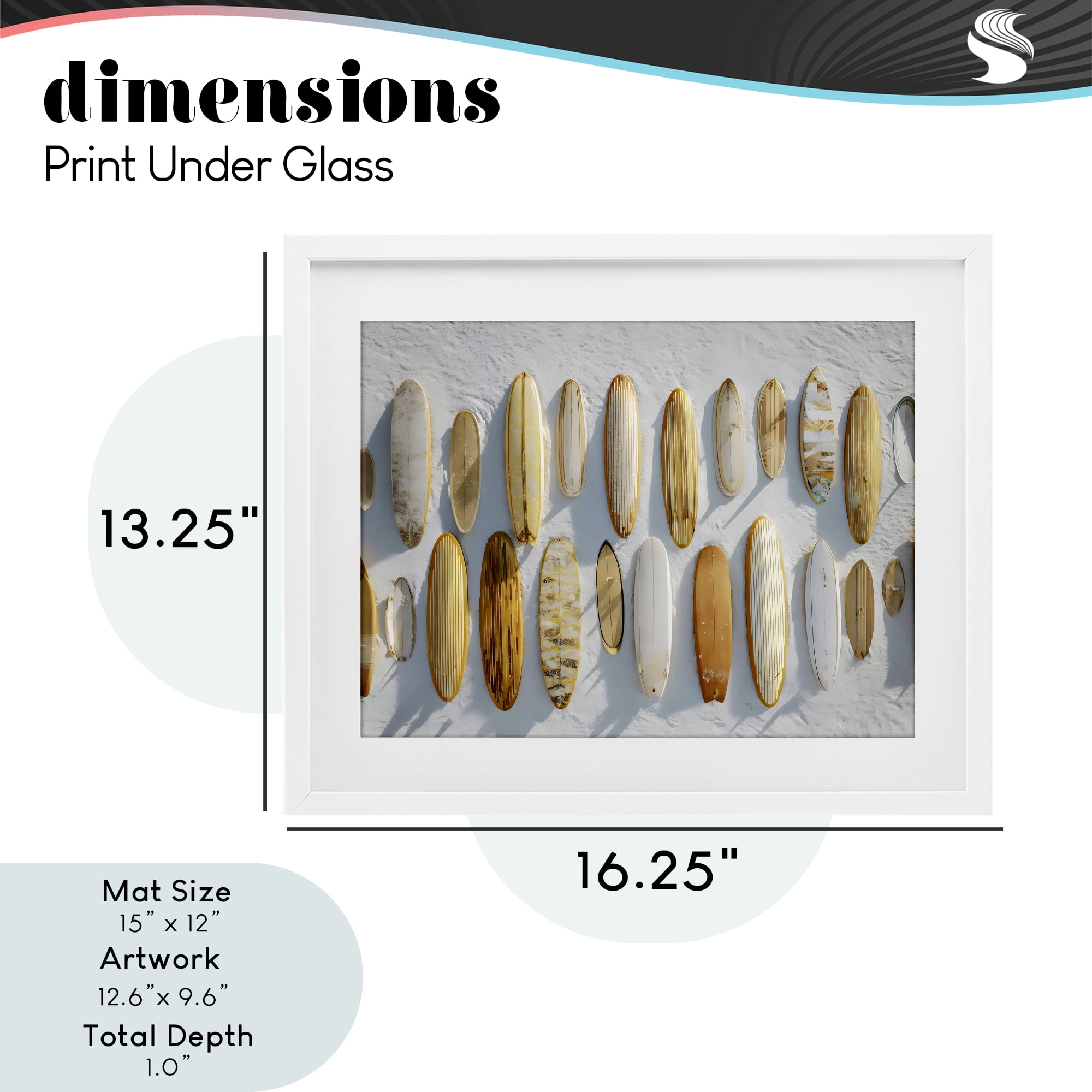Stupell Industries Vintage Surfboard Collection White Framed Print Under Glass, design by Franklyn Gregory