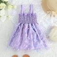 thumbnail image 6 of PINQI Girls Summer Casual Dress Toddler Girls Dress Summer Ruffle Sleeve Dresses Fashion Button Sleeveless Tie Back Sun-dress (B-Purple,4-5 Years ), 6 of 6