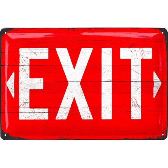 Vintage Style Tin Exit Sign Decorative Metal Wall Sign 8 x 12 Inch