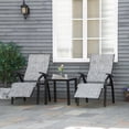 thumbnail image 2 of Outsunny Ensemble de 3 Chaises Longues avec Dossier Réglable à 7 Niveaux, Repose-Pieds Réglable à 5 Niveaux, Chaise Longue de Patio avec Table d'Appoint en Verre, Gris, 2 of 9
