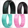 thumbnail image 3 of HOOWIFFY Sports Silicone Rings Comfortable Smooth Glitter Design Assorted 4Pcs, 3 of 6
