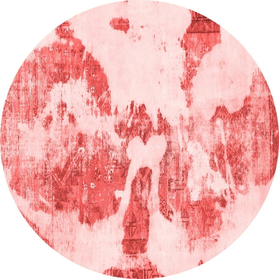 Ahgly Company Indoor Round Abstract Red Modern Area Rugs, 7' Round