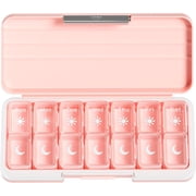 Am Pm Pill Organizer Day Weekly Pill Box Times a Day Medicine Pill Organizer with Separate Compartment Travel Pill Case Dispenser Portable for Vitamins Fish Oils Medicines(Pink)