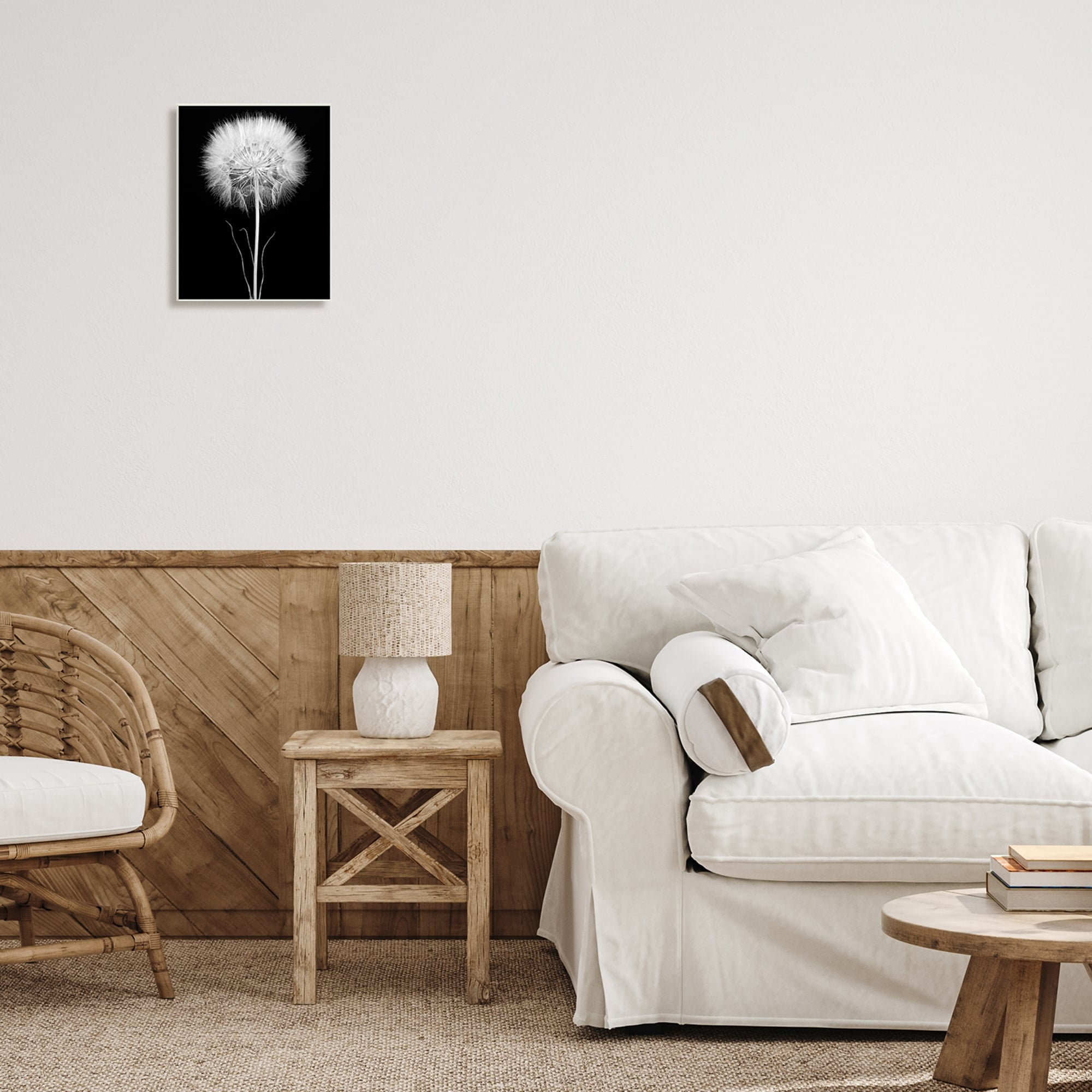 Stupell Industries Modern Fluffy Dandelion Stem Black & White Photography Wood Wall Art, 10 x 15, Design by Jadei Graphics