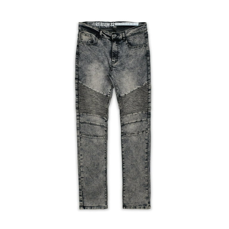【KOOLOSET】Milk Washed Gray Denim Grey Washed Moto Jeans - Walmart.com