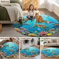 thumbnail image 6 of Marine Life Round Area Rugs 3 ft, Sea Turtles Fish Coral Octopuses Jellyfish Oceans Washable Small Area Rug with Non-Slip Sturdy Edge Binding Round Front Door Mat Floor Carpet for Entryway, 6 of 9