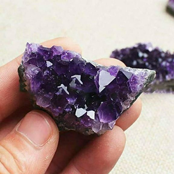 GKNET 5Pcs Natural Purple Amethyst Quartz Cluster Healing Crystal Stone Druzy Geode-default