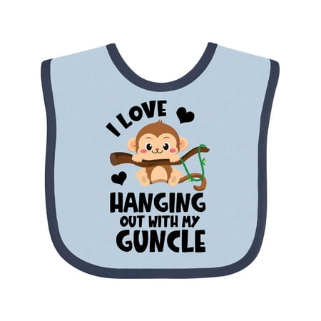 

Inktastic Monkey I Love Hanging out with My Guncle Gift Baby Boy or Baby Girl Bib