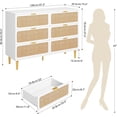 thumbnail image 2 of Bingirl Commode à 6 Tiroirs en Rotin Blanc avec Poignées en Métal et Compartiments de Rangement pour Chambre et Salon, 2 of 9