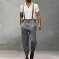 thumbnail image 3 of IYTR Men's Bib Overalls Workwear Jumpsuit Adjujstable Strap Romper Fashion Baggy Pants Casual Hiking Comfy Solid Color Sweatpants Trousers (Gray,L), 3 of 6