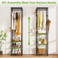 thumbnail image 4 of R1 Coat Rack Freestanding, Hall Tree with 4 Storage Shelves and 16 Hooks, Coat Rack Stand with Shelves, Small Clothes Rack Organizer for Entryway, Hallway, Bedroom, Office, Black, 4 of 8