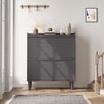 thumbnail image 3 of Shoe Cabinet with 2 Flip Drawers, Wooden Shoe Organizer Cabinet with Adjustable Shelf, Shoe Storage for Entryway, Hidden Shoe Cabinet for Hallway, Living Room, Black, 3 of 7