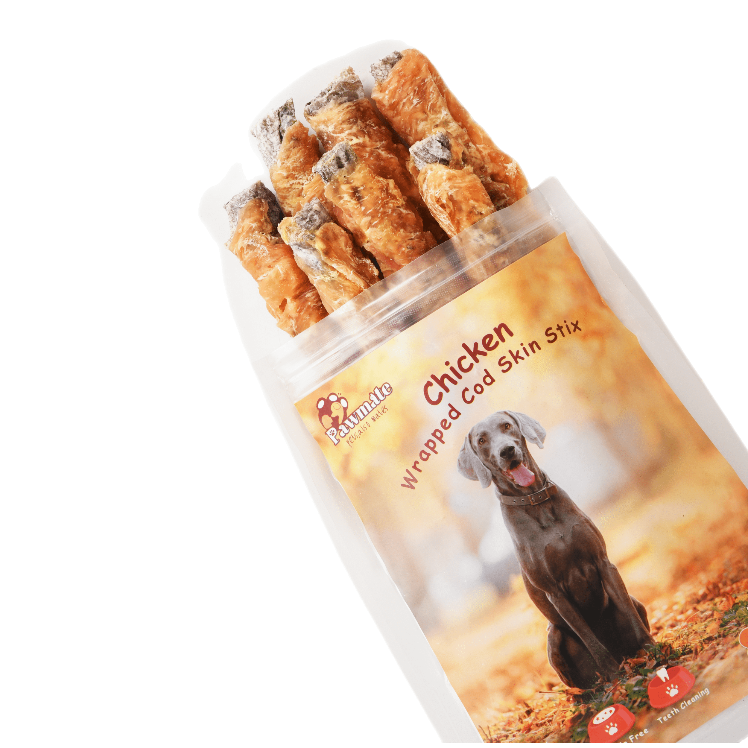 Pawmate Natural Omega 3 Fish Rawhide Dog Treats, Chicken Wrapped Cod