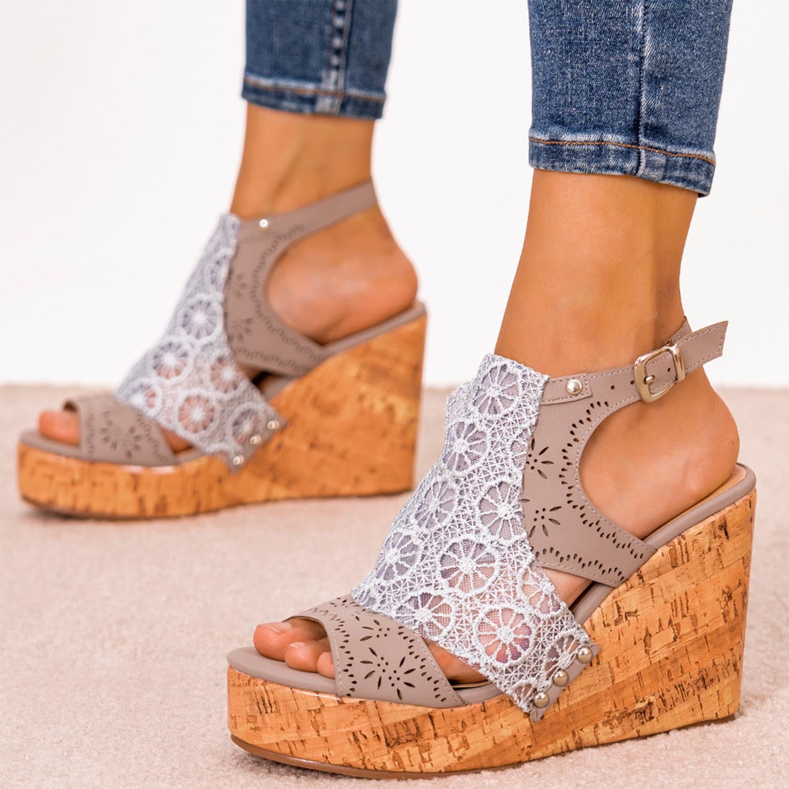 New Womens Sandals Wedge Shoes Low Heels Flip Flops Thong BABY-102 