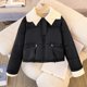 thumbnail image 3 of Parkas de manga larga con cuello para mujer, chaqueta de plumón corta, chaqueta de cuero de invierno para mujer, chaqueta gruesa y cálida, abrigo para mujer, 3 of 3