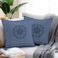 thumbnail image 2 of Throw Pillow Covers 16x16 Inch Set of 2, Nautical Compass Waterproof Outdoor Pillow Covers, Navy Blue Striped Coastal Compass Decorative Cushion Pillowcases for Couch, Sofa, Bed, Garden, Patio, 2 of 9