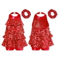 thumbnail image 1 of YUUMIN Uniforme de Cheerleading pour Filles Robe Justaucorps de Danse Ballet 6-16 Ans Vêtements de Danse Jazz Hip Hop Latin Moderne Ensemble de Danse Rouge 16, 1 of 7