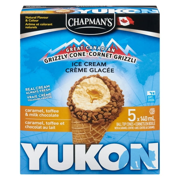 Chapman's Yukon Grizzly Caramel and Toffee Ice Cream Cone 5x140 ml