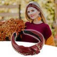 thumbnail image 3 of Unique Bargains 1 Pcs Women Knotted Headbands Fashion Vintage Knotted PU Leather Hair Hoop Hair Accessories Red, 3 of 7
