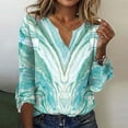 thumbnail image 2 of Dyegold 3/4 Sleeve Shirts For Women Floral Print V Neck Dressy Casual Tunic Tops Vintage Casual Loose Half Sleeve Blouses, 2 of 5