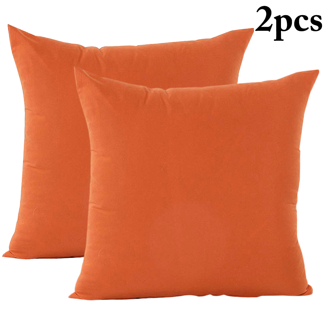 2Pcs Decorative Solid Color Throw Pillow Simple Square Covers Cushion