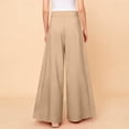 thumbnail image 5 of Womens Front Pleated Skirt Wide Leg Palazzo Pants High Waist Smooth Drapey Plus Size Pants Flowy Loose Fit Office Work Casual Pants , #03 Khaki, 4XL, 5 of 5