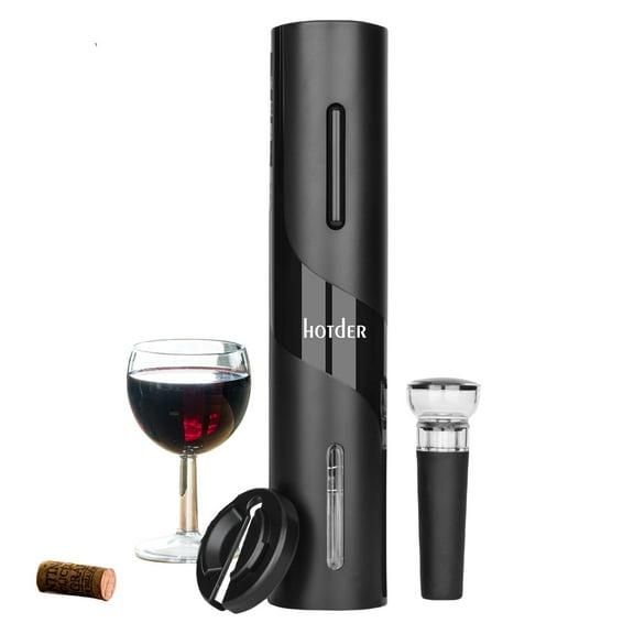 Hotder Electric Wine Opener,Battery Operated Wine Bottle Opener with 2 in 1 Wine Stopper and Portable Corkscrew Foil Cutter,Ideal Gift for Wine Lovers